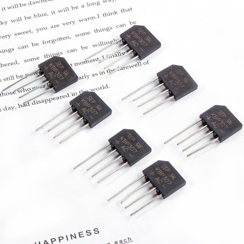 FOXTIP KBP307 Diode Bridge Rectifier 3A 700V KBP307G Flat Single Phase Rectifiers 3 Amp 700 Volt for Printed Circuit Boards(Pack of 22pcs) - Image 5